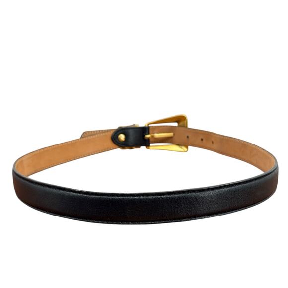 Americana by Sharif Gold Black Leather Belt M Womens Modern Luxe Chic Geometric - Picture 10 of 14